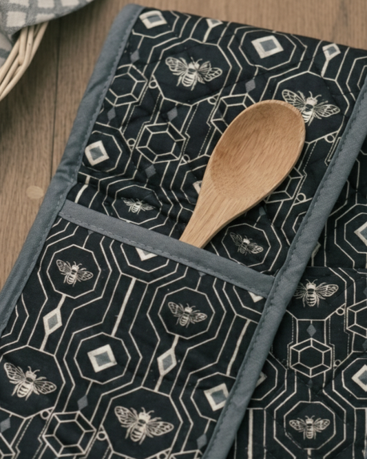 Double Oven Glove Bees Design