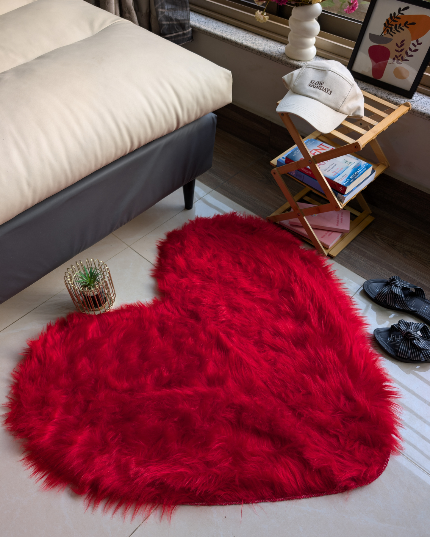 Fluffy Heart Fur Rug