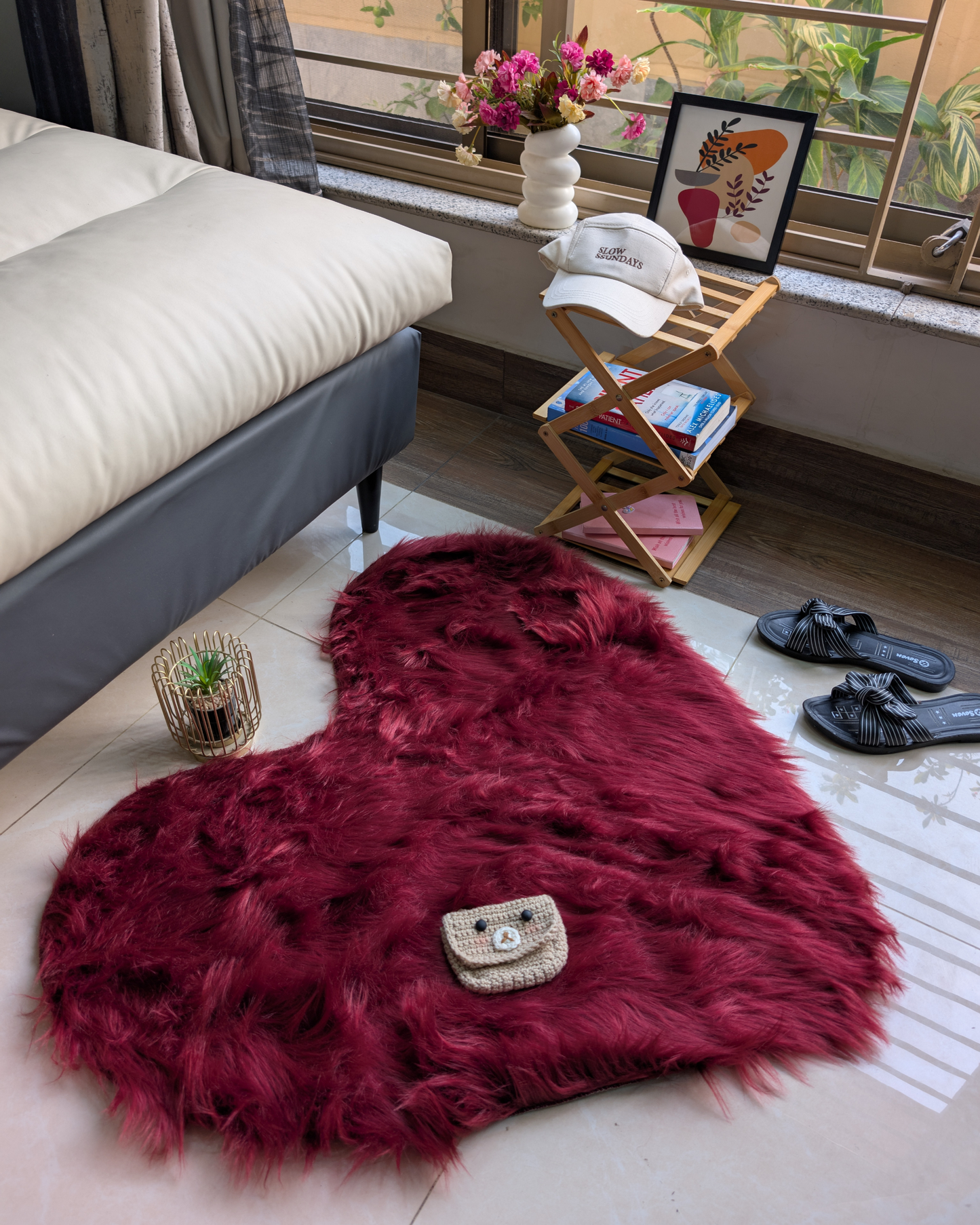 Fluffy Heart Fur Rug