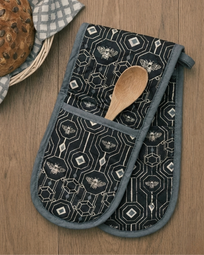 Double Oven Glove Bees Design
