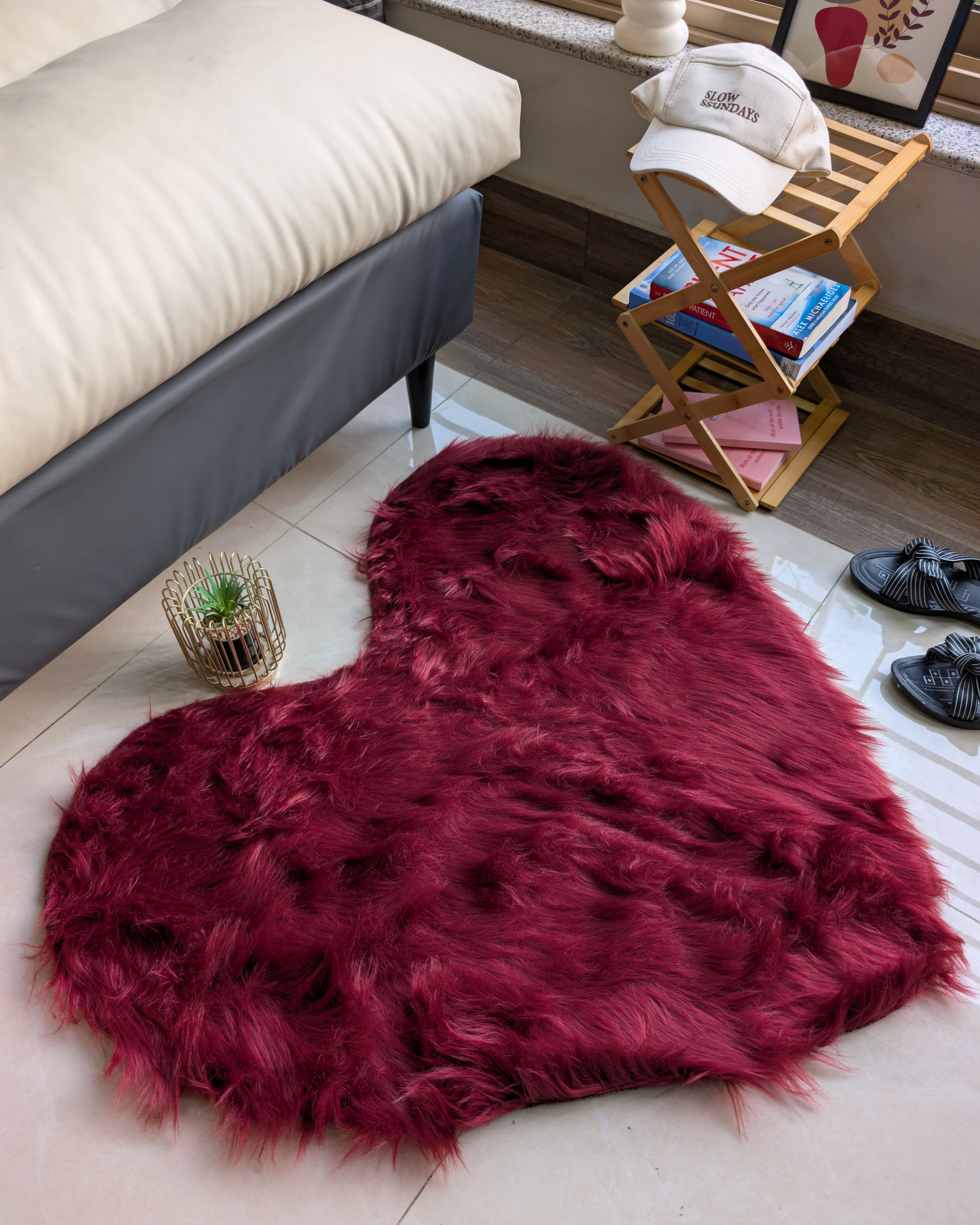 Fluffy Heart Fur Rug