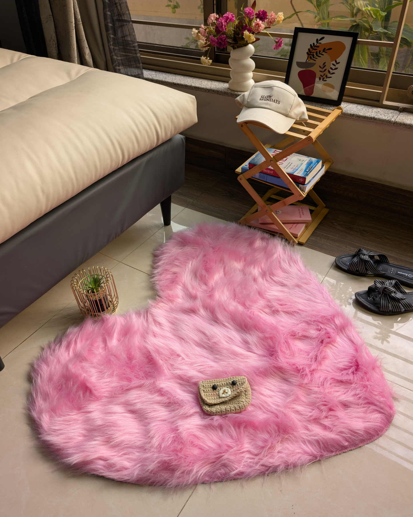 Fluffy Heart Fur Rug