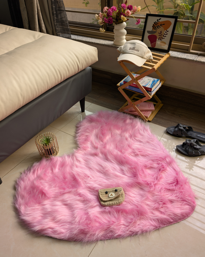 Fluffy Heart Fur Rug