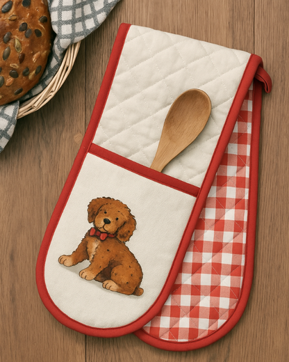Double Oven Glove Puppy Print