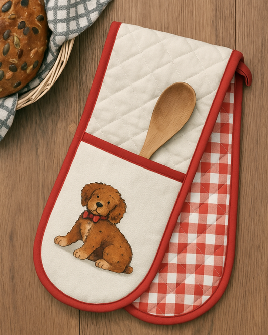 Double Oven Glove Puppy Print
