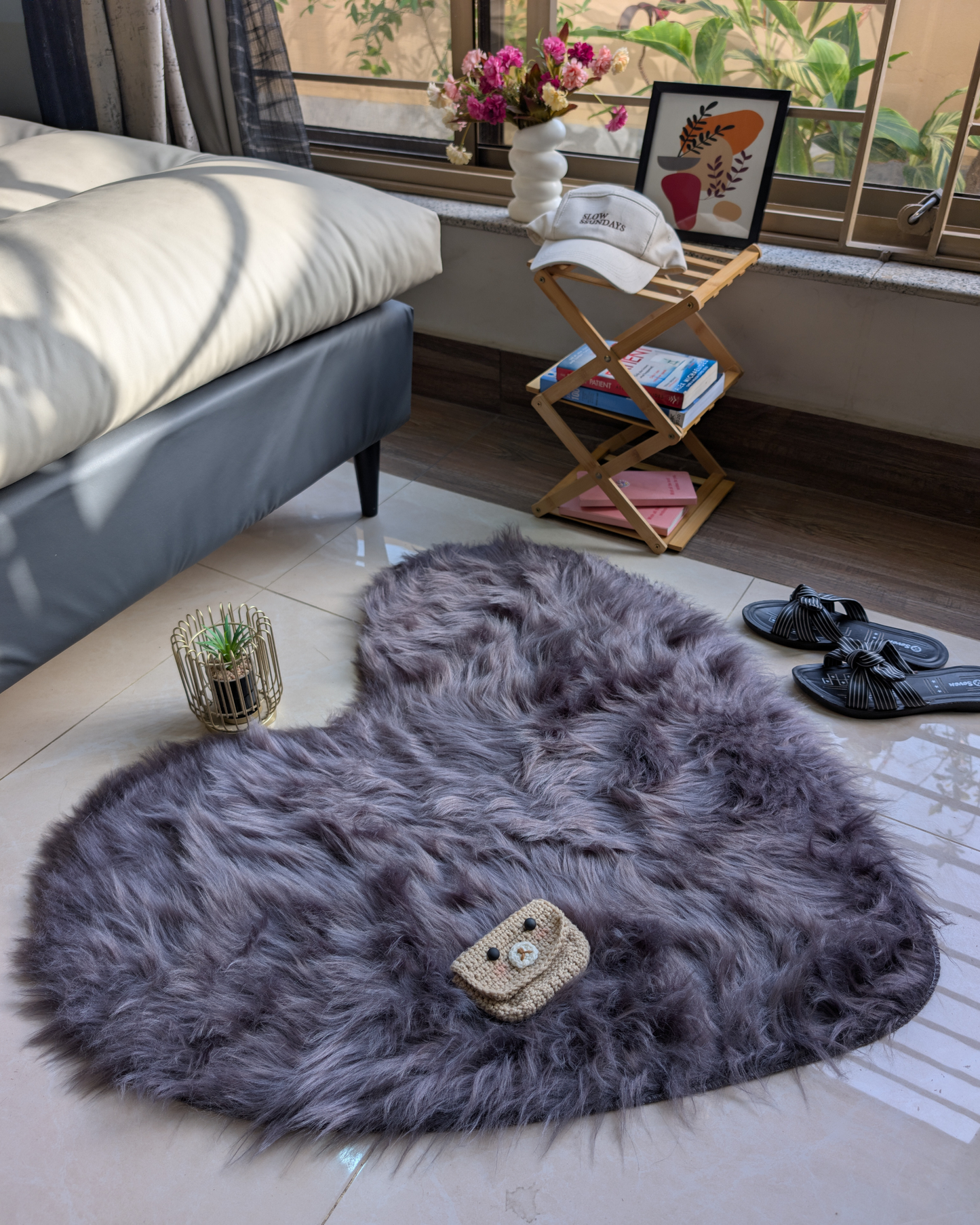 Fluffy Heart Fur Rug