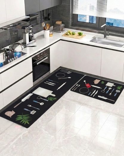 2 Pcs Absorbent Kitchen Mat Set – Anti-Slip & Quick-Dry