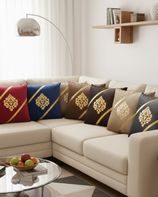Golden Emblem Cushion Cover