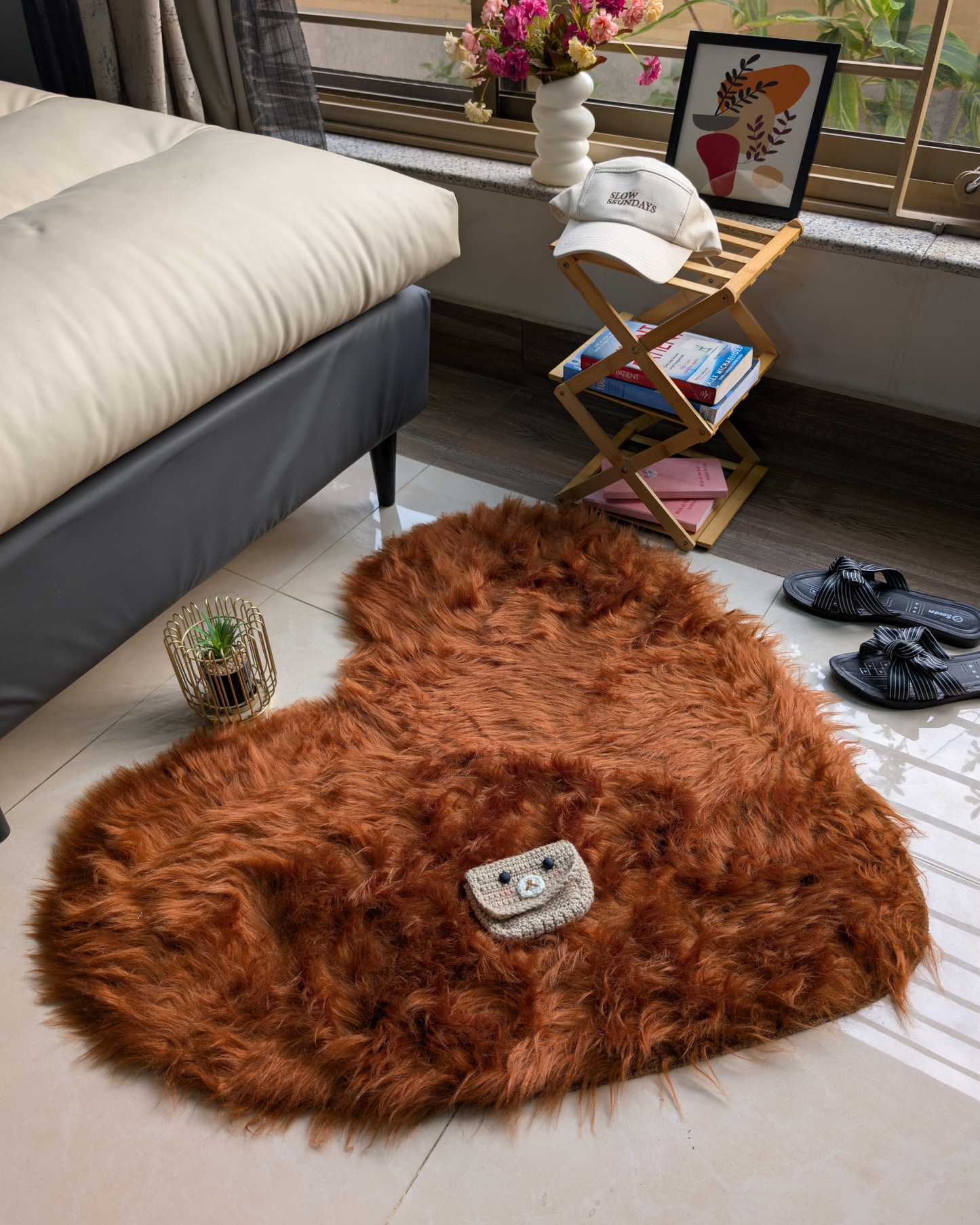 Fluffy Heart Fur Rug
