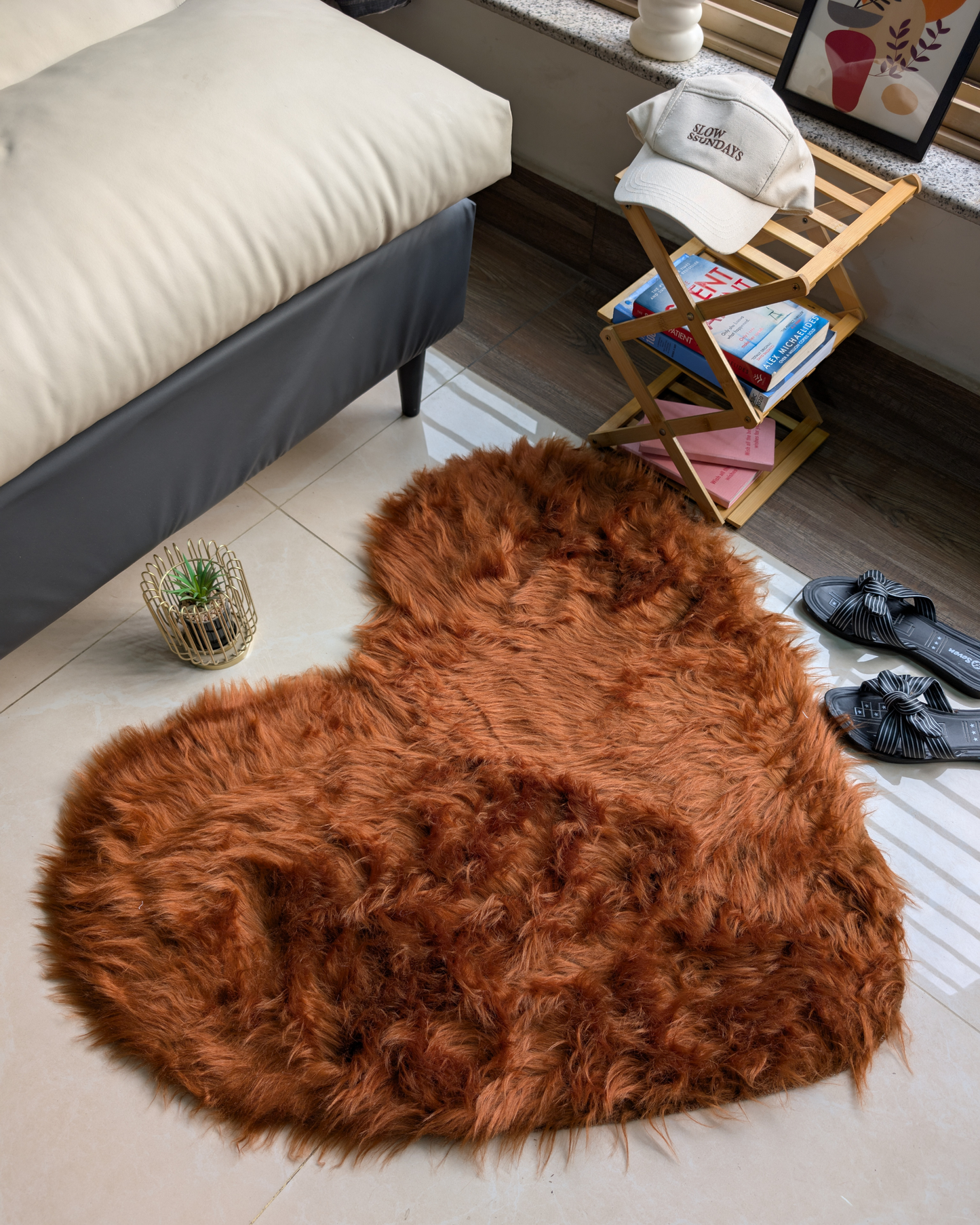 Fluffy Heart Fur Rug