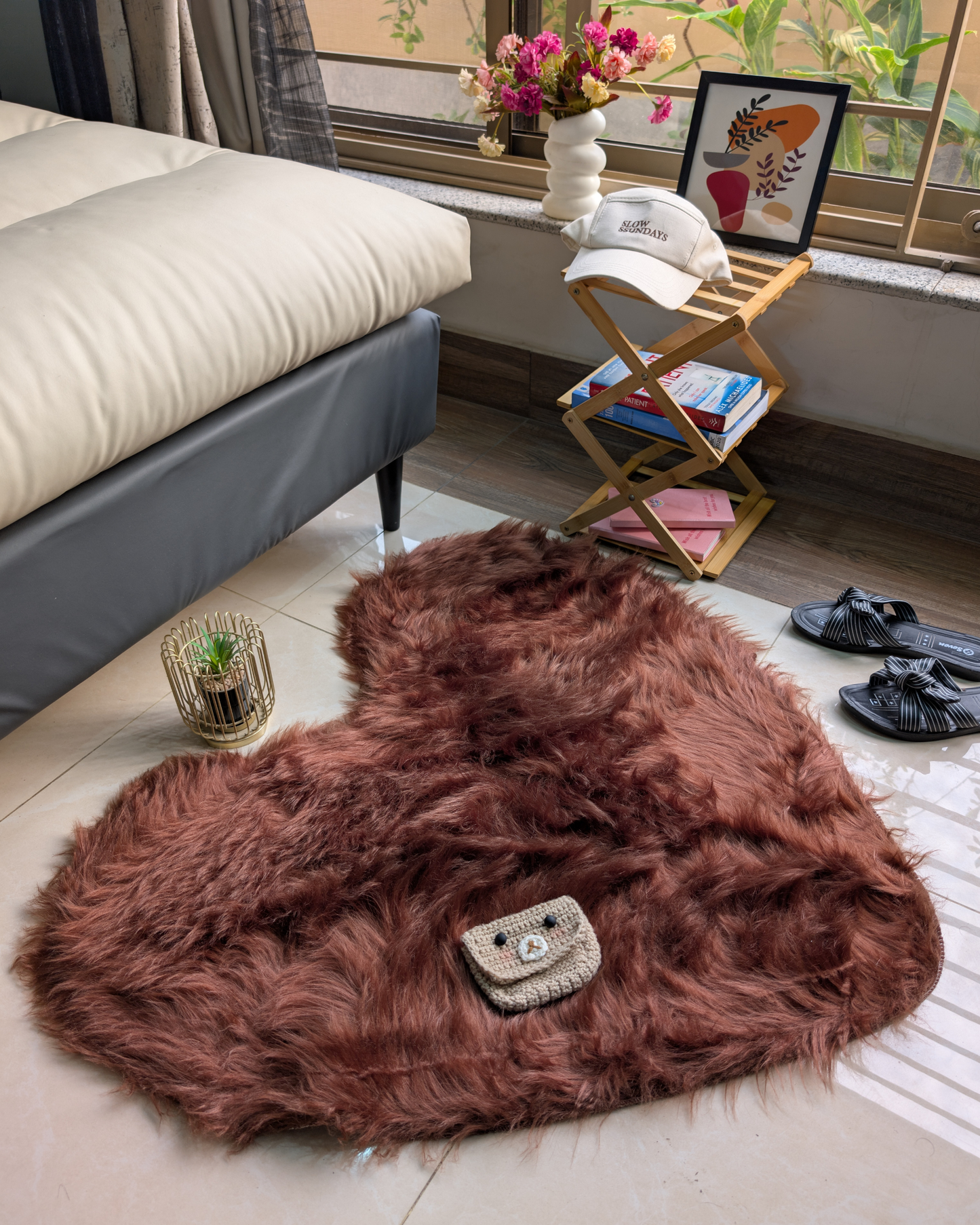 Fluffy Heart Fur Rug