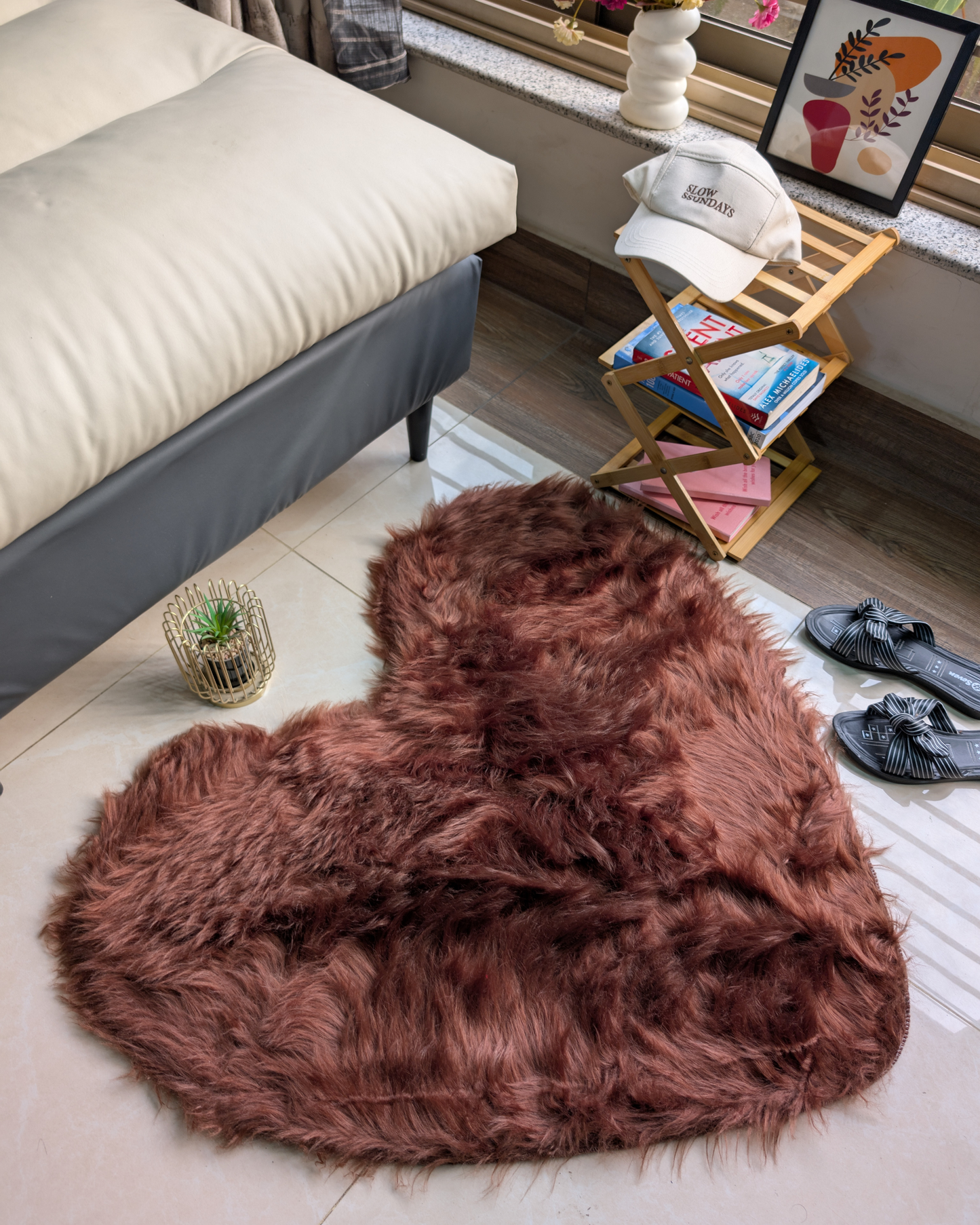 Fluffy Heart Fur Rug