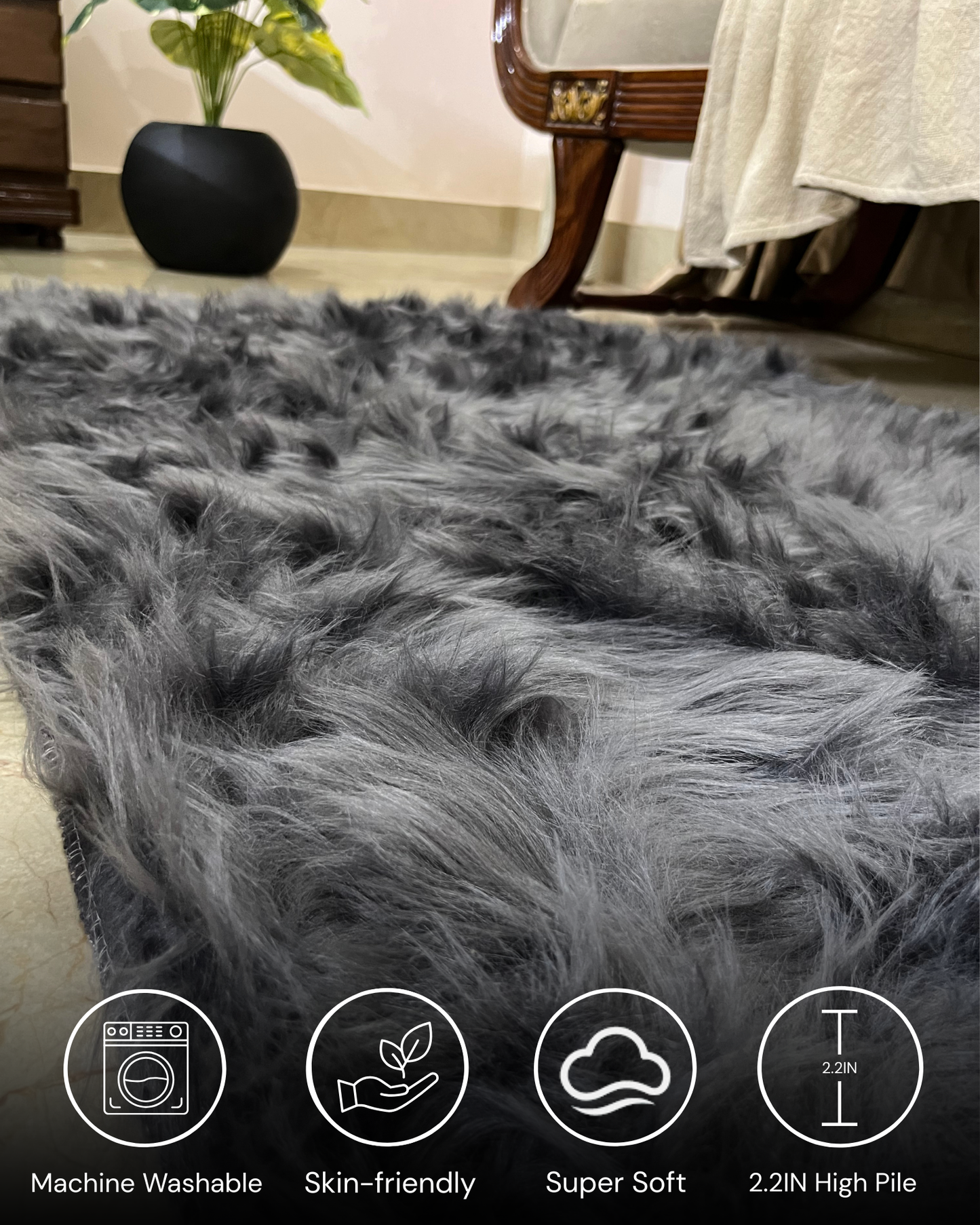 Large Fluffy Faux Rug