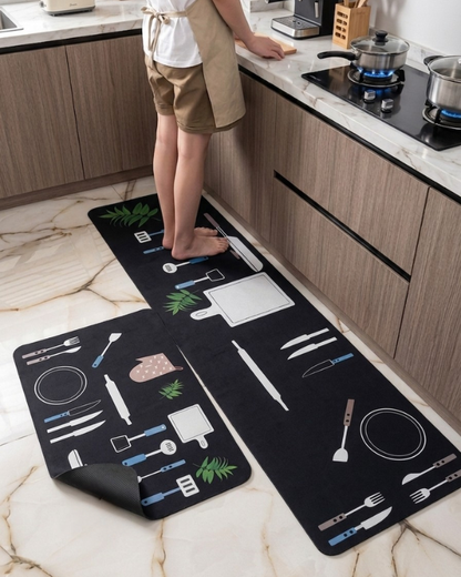 2 Pcs Absorbent Kitchen Mat Set – Anti-Slip & Quick-Dry