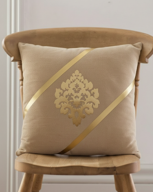 Golden Emblem Cushion Cover