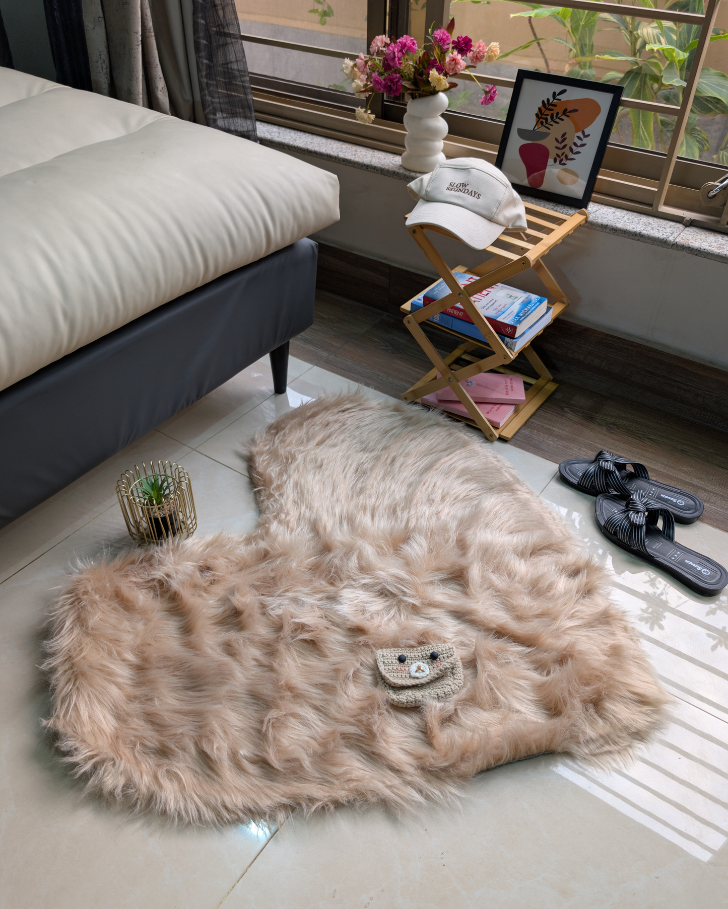 Fluffy Heart Fur Rug