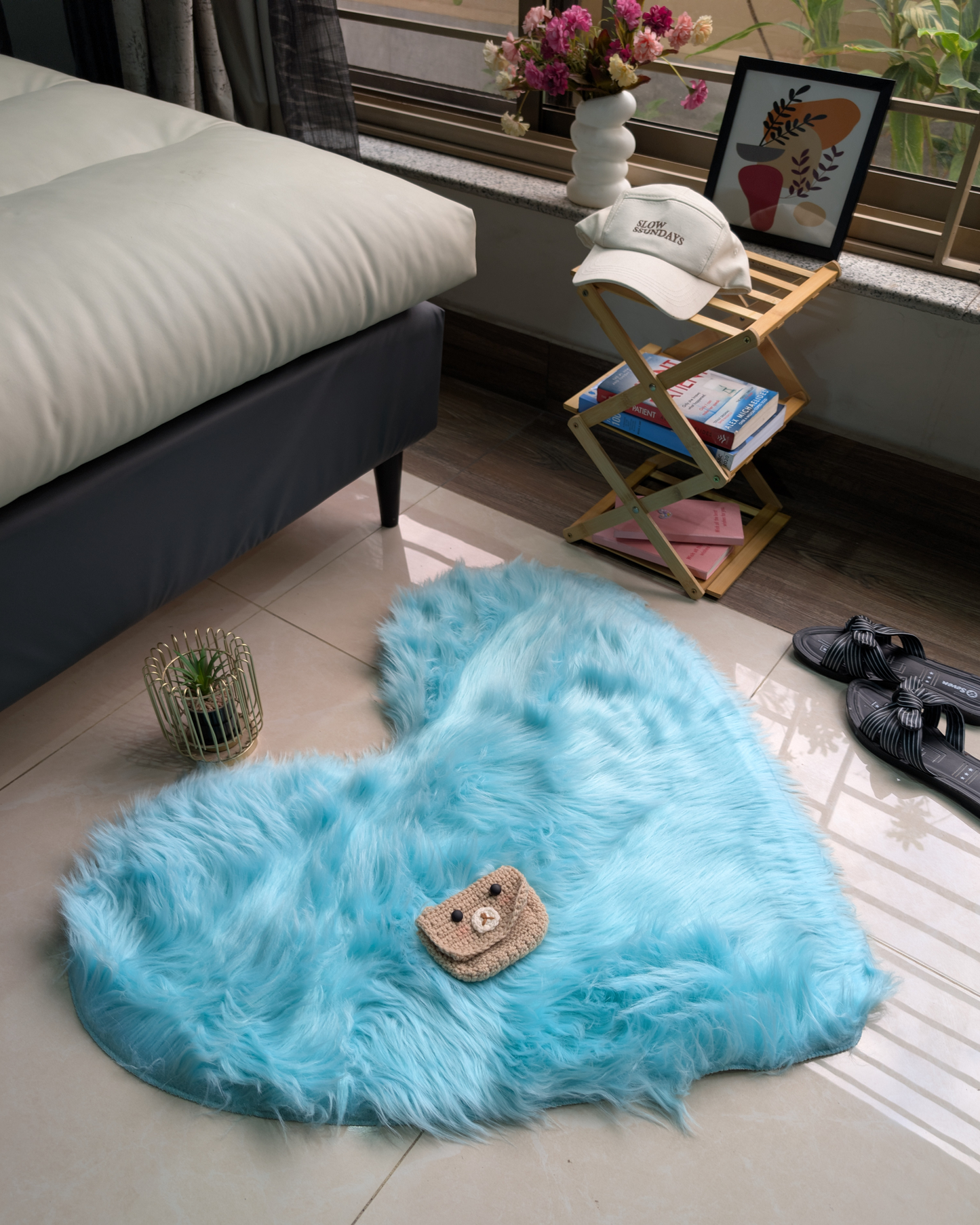Fluffy Heart Fur Rug