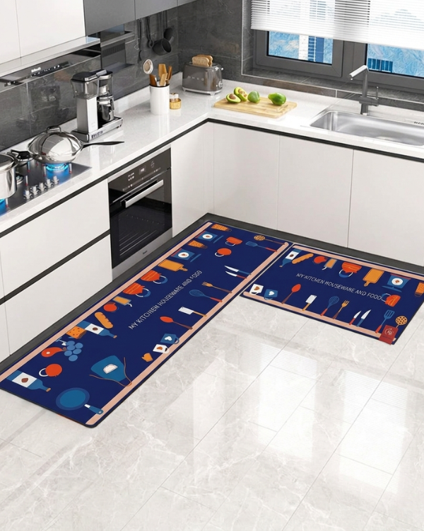 2 Pcs Absorbent Kitchen Mat Set – Anti-Slip & Quick-Dry