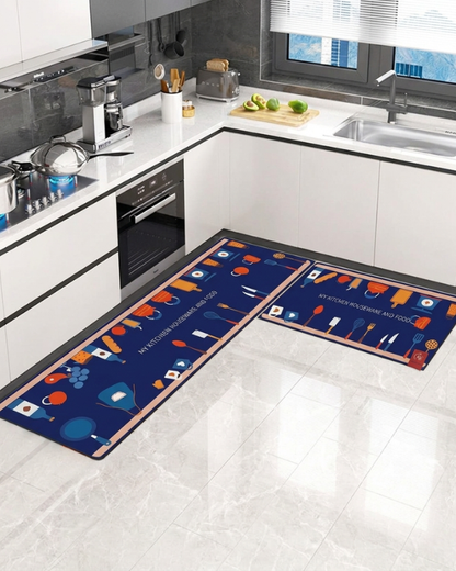 2 Pcs Absorbent Kitchen Mat Set – Anti-Slip & Quick-Dry