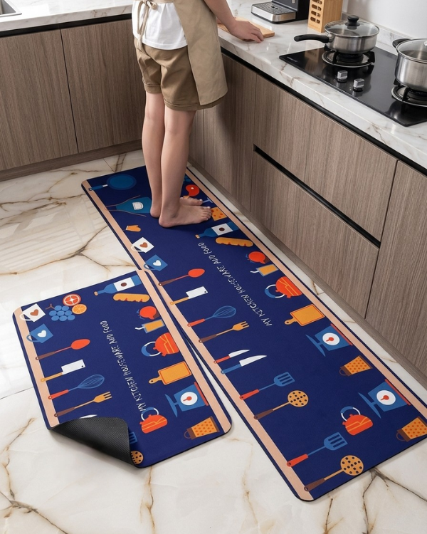 2 Pcs Absorbent Kitchen Mat Set – Anti-Slip & Quick-Dry