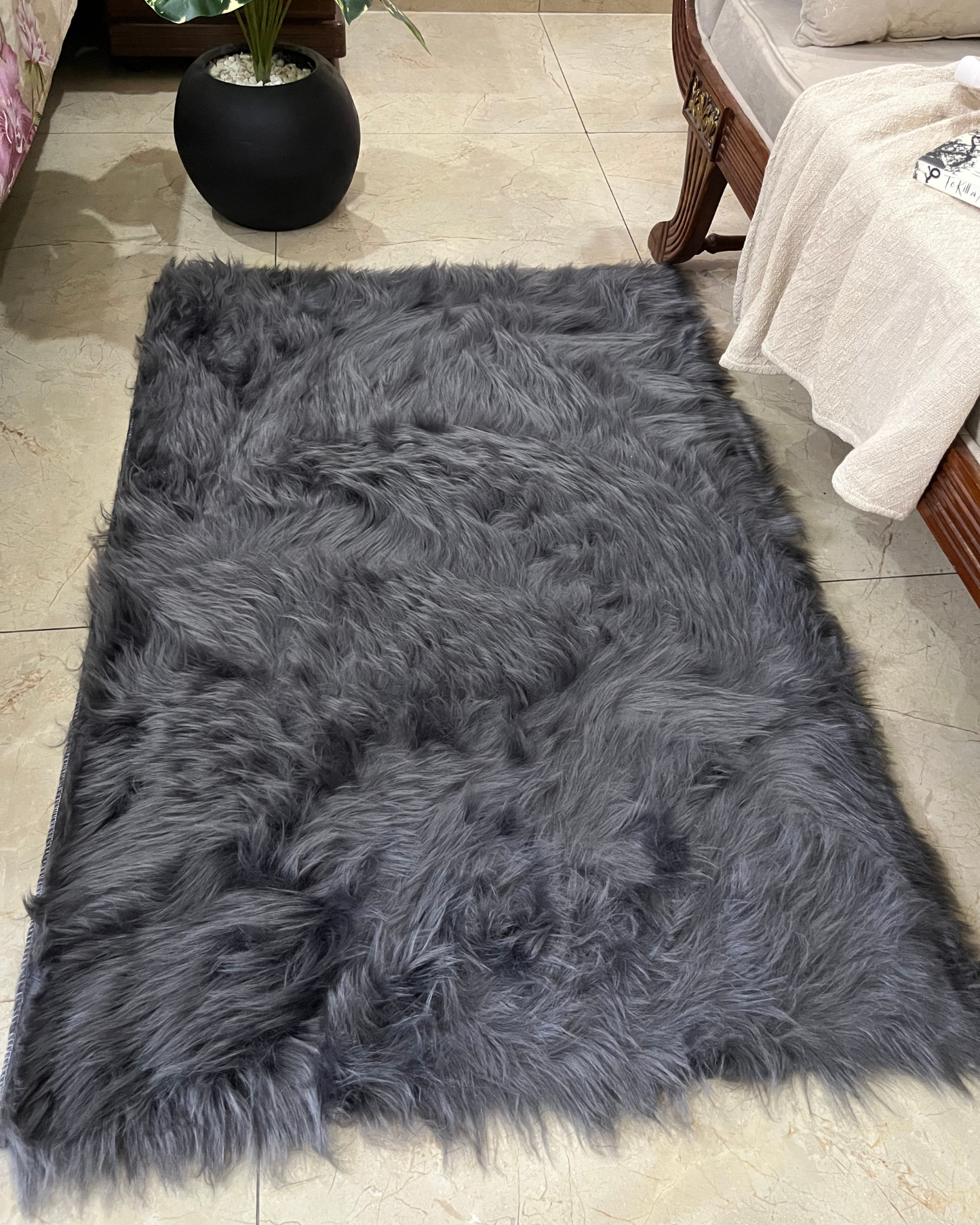 Large Fluffy Faux Rug