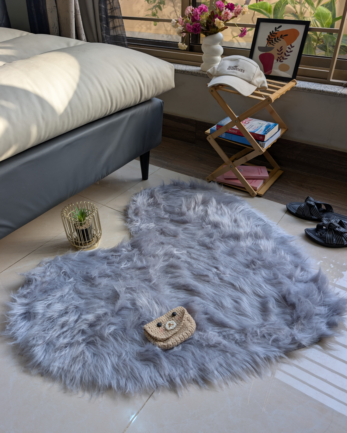 Fluffy Heart Fur Rug