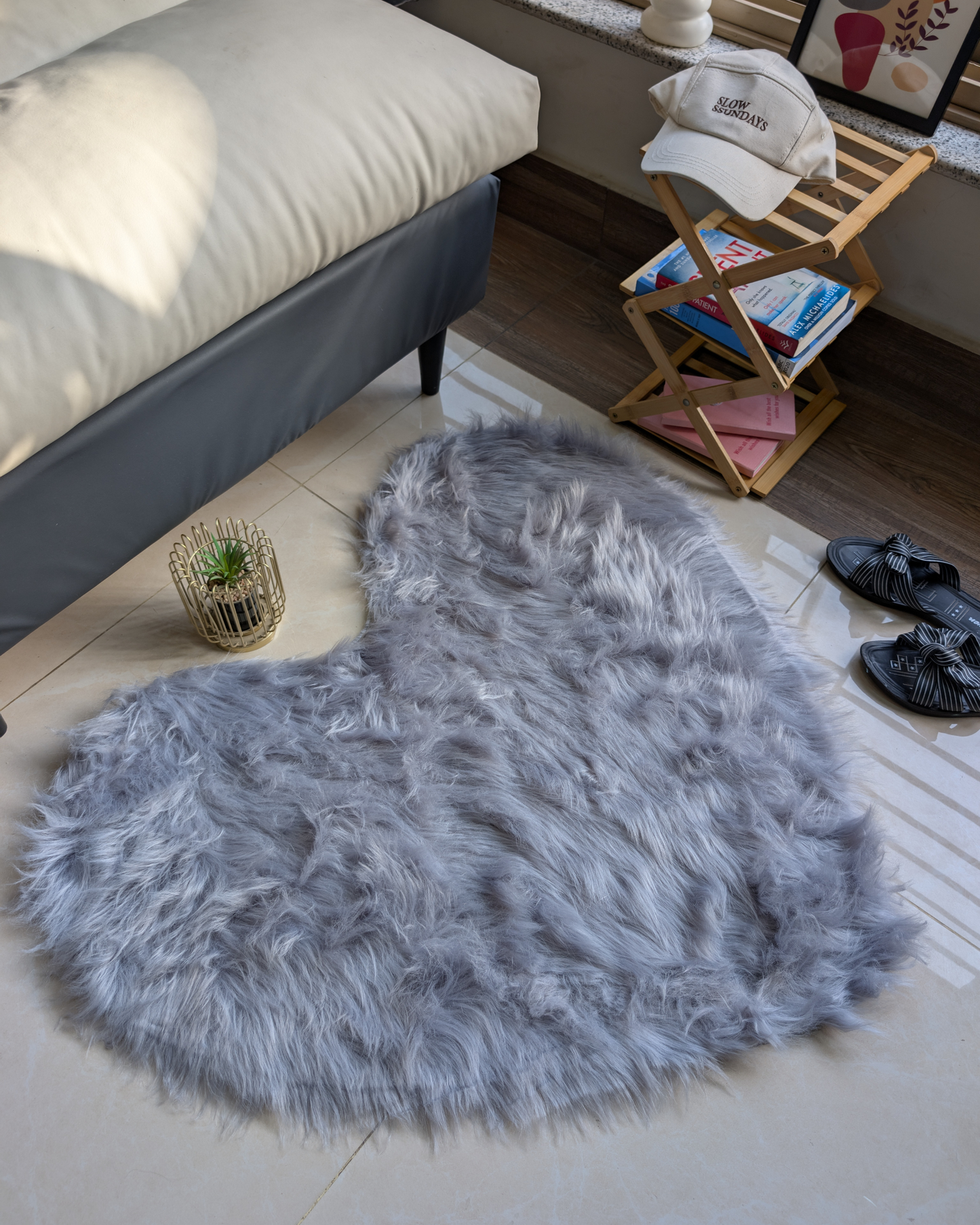 Fluffy Heart Fur Rug