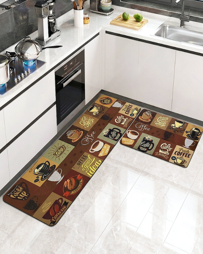 2 Pcs Absorbent Kitchen Mat Set – Anti-Slip & Quick-Dry