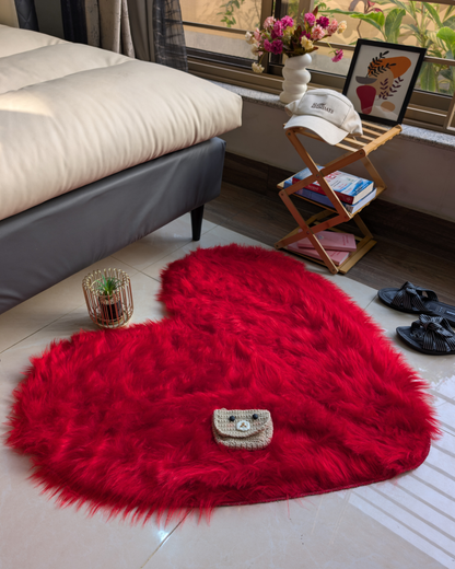Fluffy Heart Fur Rug