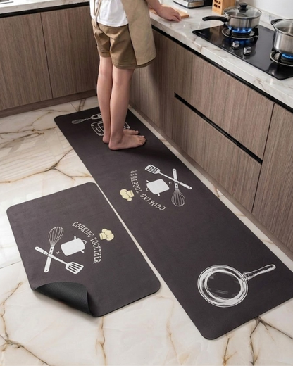 2 Pcs Absorbent Kitchen Mat Set – Anti-Slip & Quick-Dry